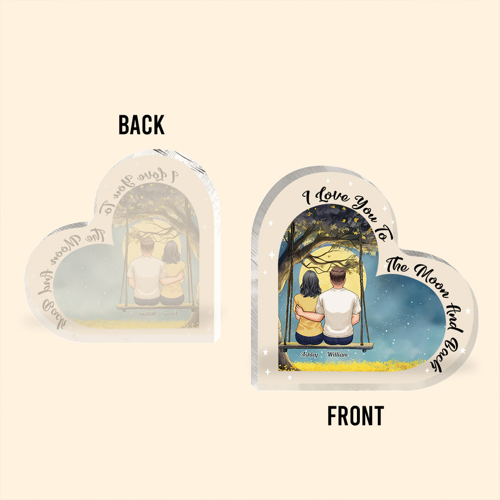 To The Moon And Back - Personalized Couple Custom Shaped Acrylic Plaque