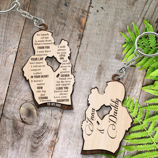 To My Dad - Personalized Father Keychain (Printed On Both Sides)