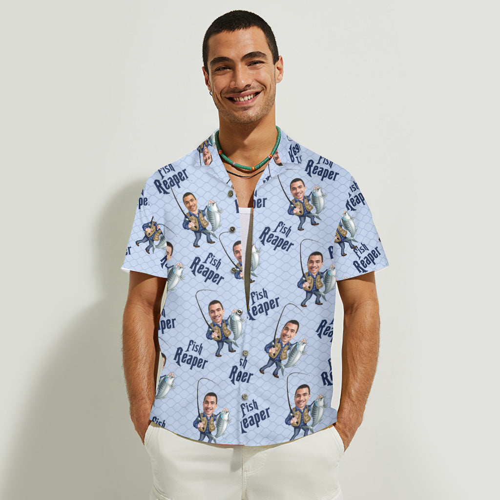 Fish Reaper – Personalisiertes Angler-Hawaiihemd