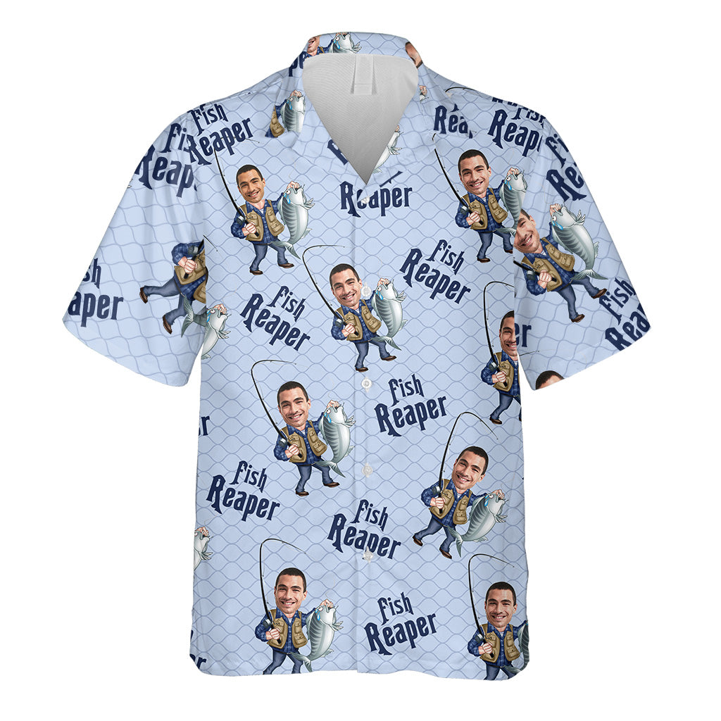 Fish Reaper – Personalisiertes Angler-Hawaiihemd