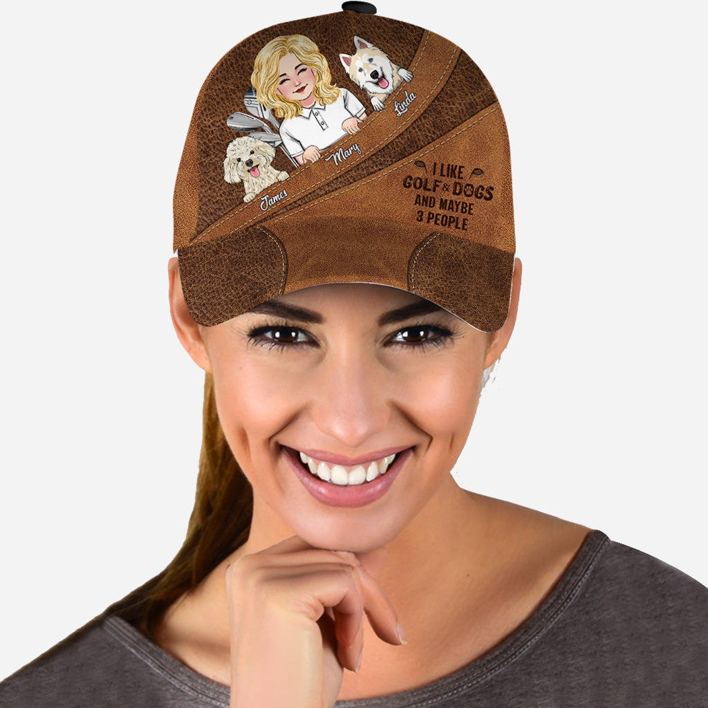 Ich mag Golf, Hunde und vielleicht 3 Personen – personalisierte Golf Classic Cap
