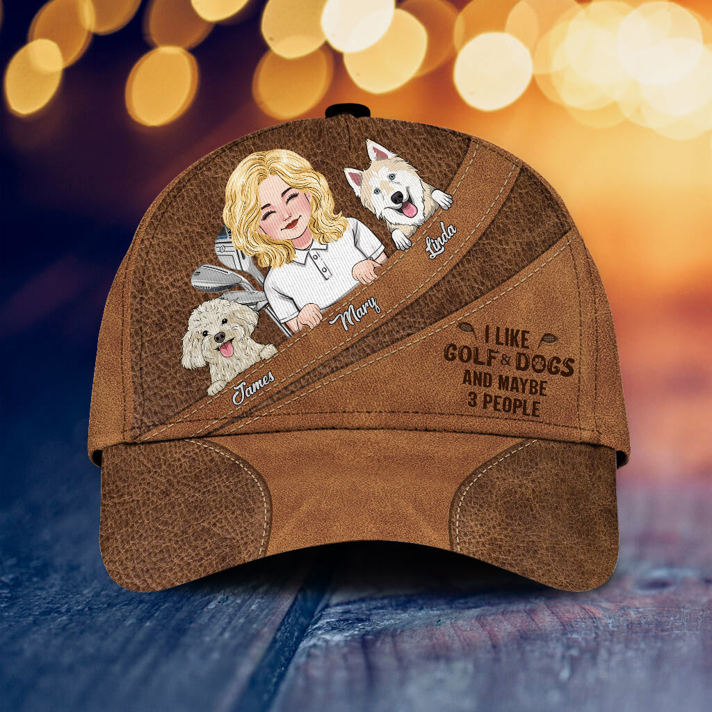 Ich mag Golf, Hunde und vielleicht 3 Personen – personalisierte Golf Classic Cap