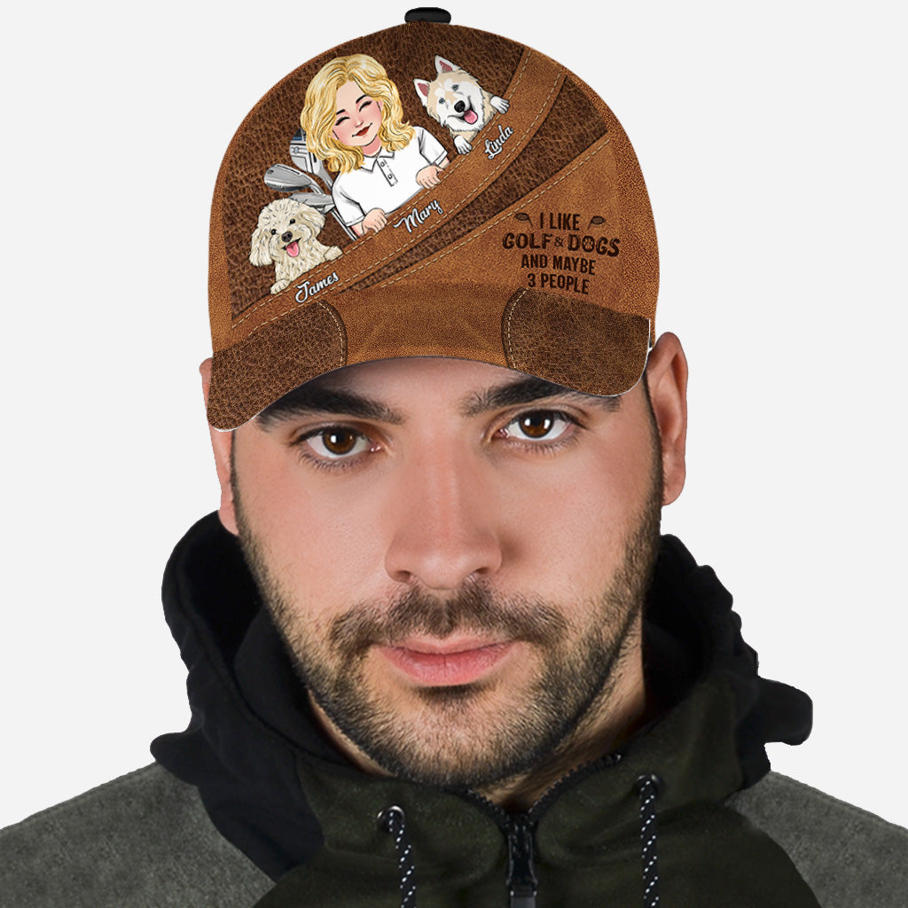 Ich mag Golf, Hunde und vielleicht 3 Personen – personalisierte Golf Classic Cap