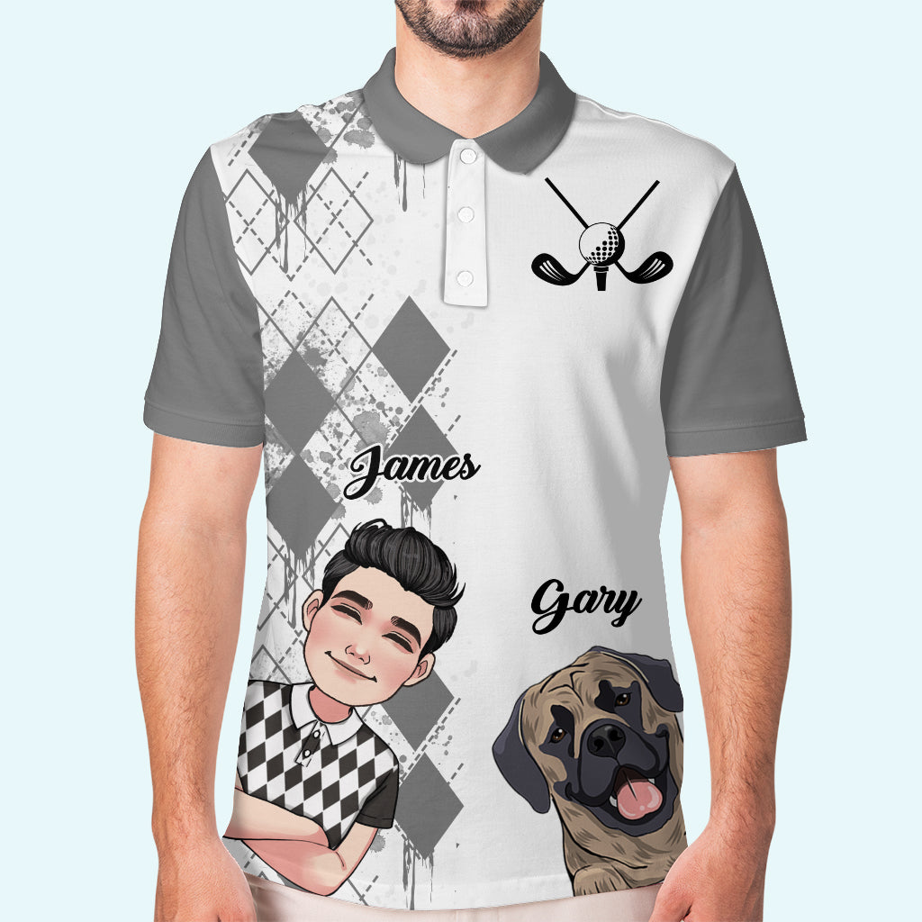 J'aime le golf, les chiens et peut-être 3 personnes - Polo de golf personnalisé