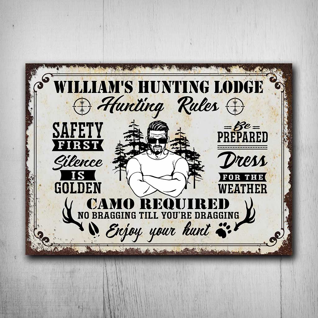 Règles de chasse - Panneau métallique rectangulaire personnalisé pour la chasse