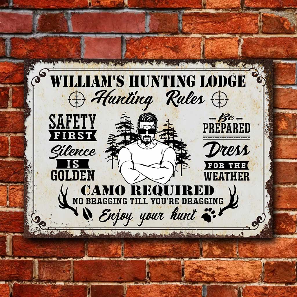 Règles de chasse - Panneau métallique rectangulaire personnalisé pour la chasse
