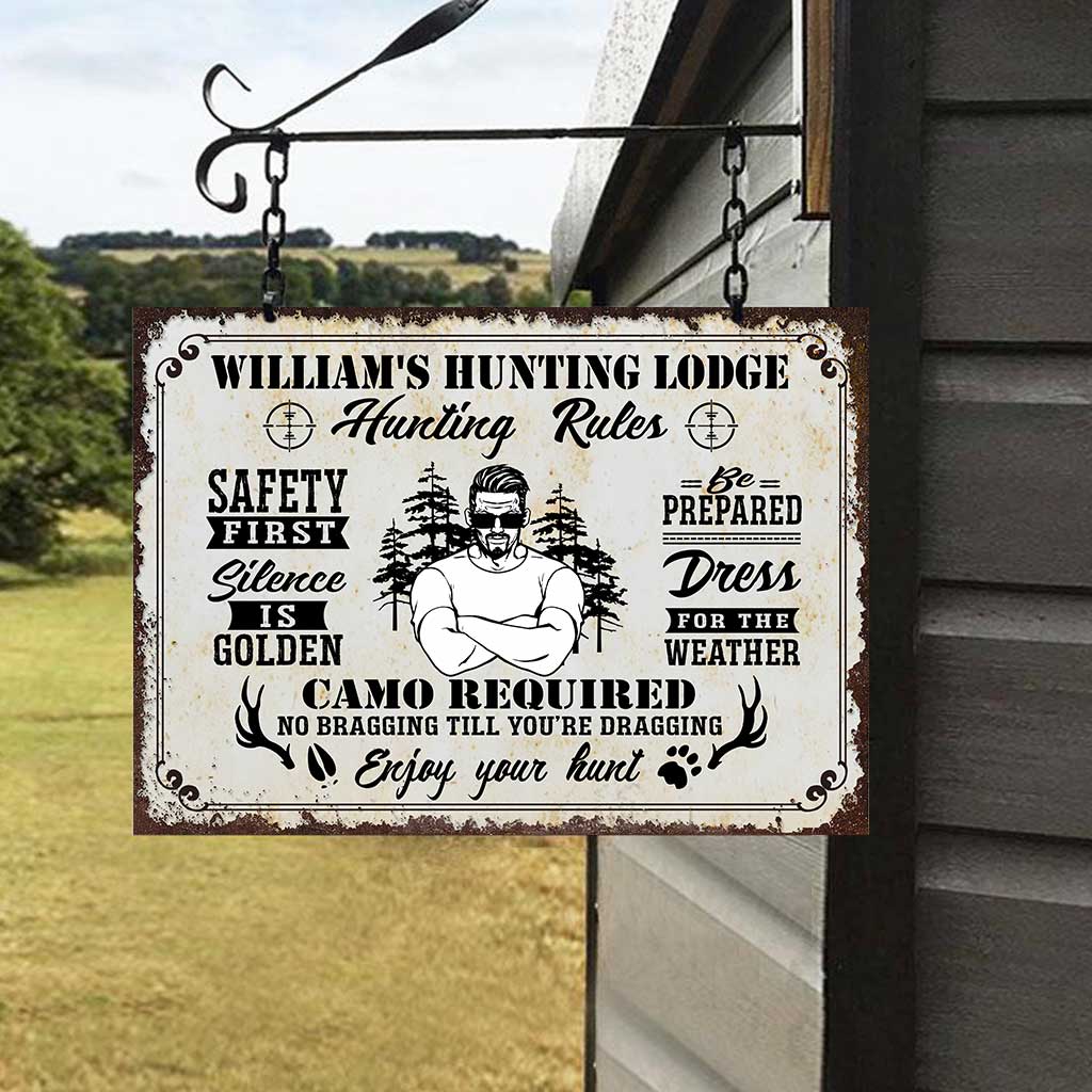 Règles de chasse - Panneau métallique rectangulaire personnalisé pour la chasse