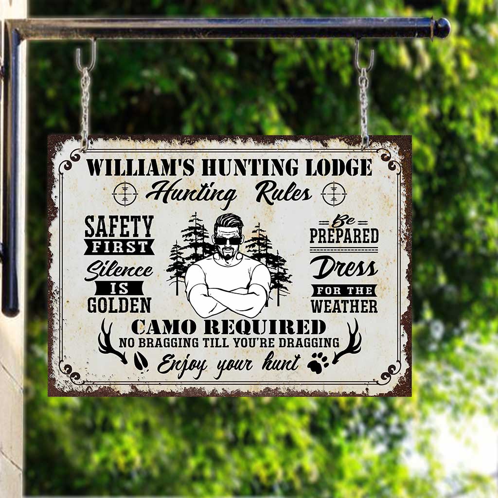 Règles de chasse - Panneau métallique rectangulaire personnalisé pour la chasse