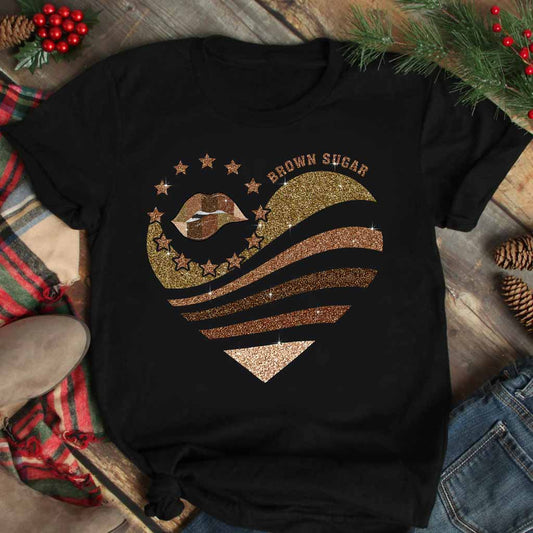 Brown Sugar – T-Shirt und Hoodie für Afroamerikaner mit Glitzer-Imitat 112021