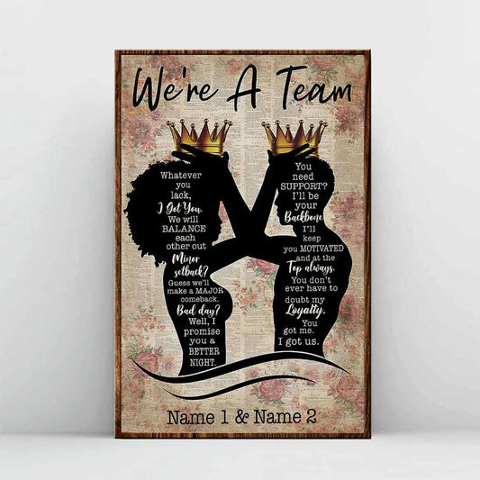 We Are A Team - Personalized African American Poster