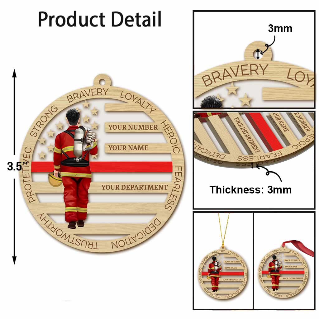 Feuerwehrmann – Personalisierter transparenter Weihnachtsschmuck mit Feuerwehrmotiv