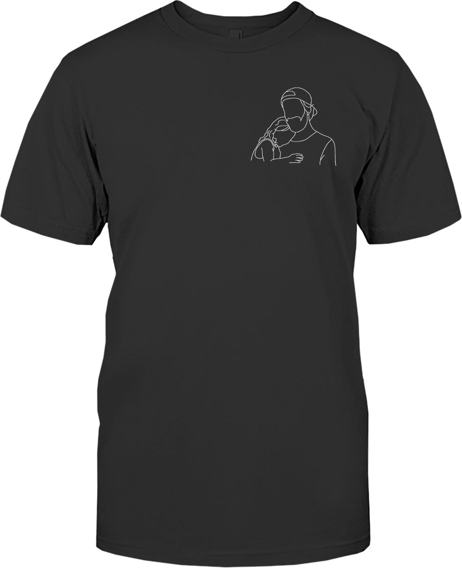 T-shirt brodé personnalisé « Beau-père » avec motif au trait