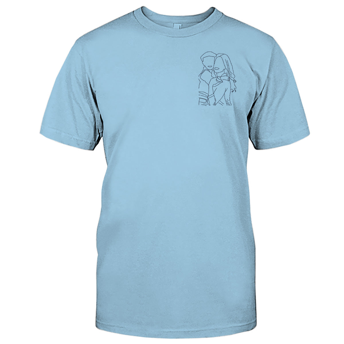 Custom Line Art - Personalized Aunt Embroidered T-shirt