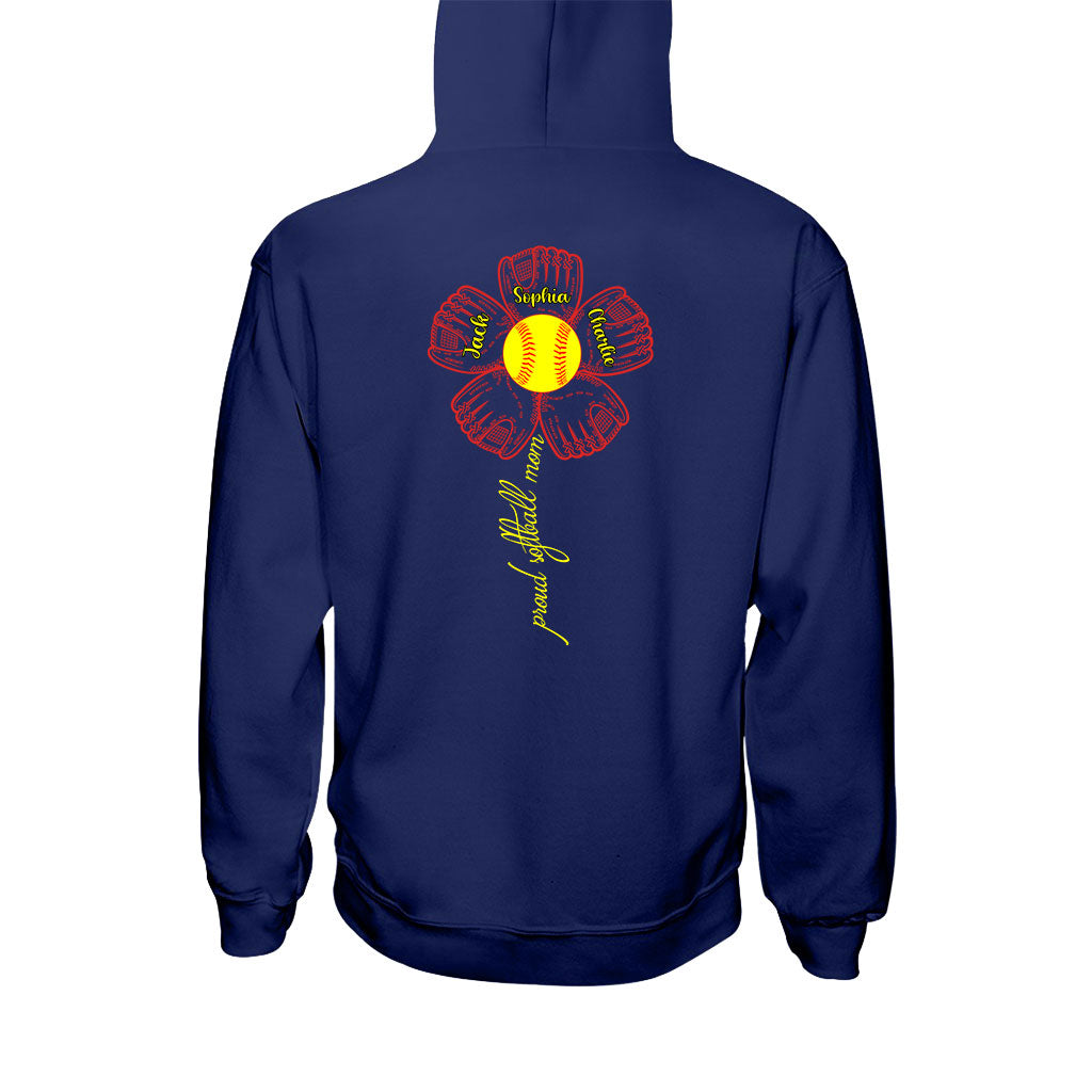 Stolze Softball-Mama, Oma und Tante – Personalisiertes Softball-T-Shirt und Hoodie