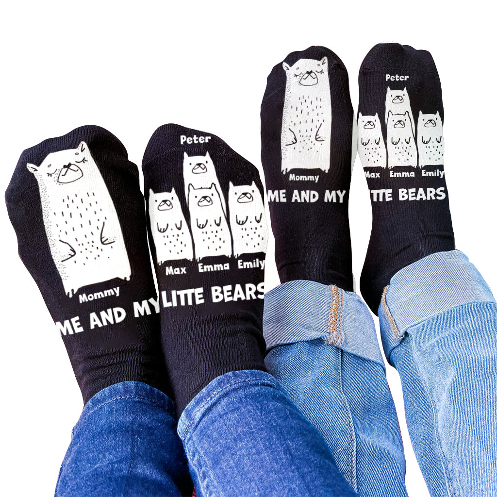 Me And My Little Bears - Gift for dad, grandma, grandpa, mom, uncle, aunt - Personalized Socks