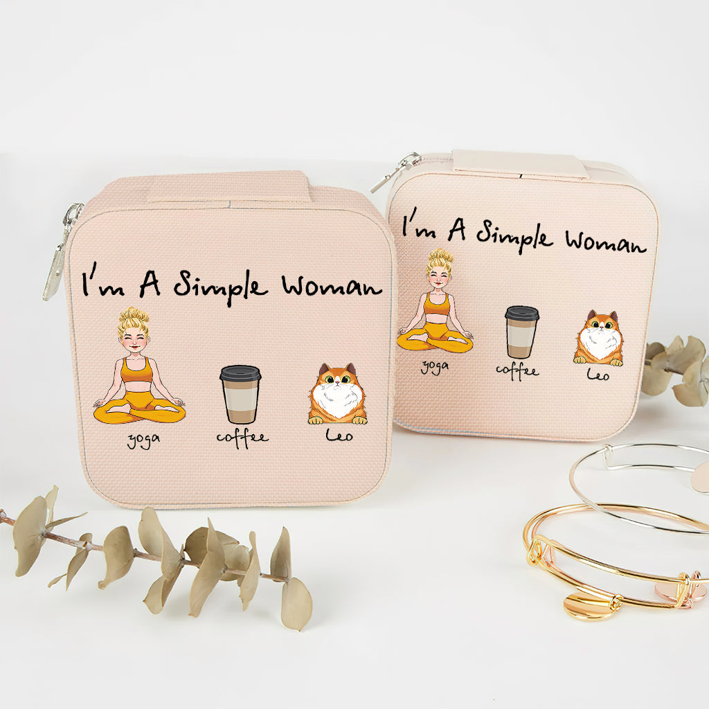 Ich bin eine einfache Frau – Yoga-Geschenk für Hunde- und Katzenliebhaber – Personalisierte Schmuckschatulle