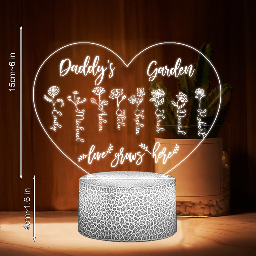 Grandma's Garden - Gift for grandma, mom, aunt, grandpa - Personalized Shaped Plaque Light Base