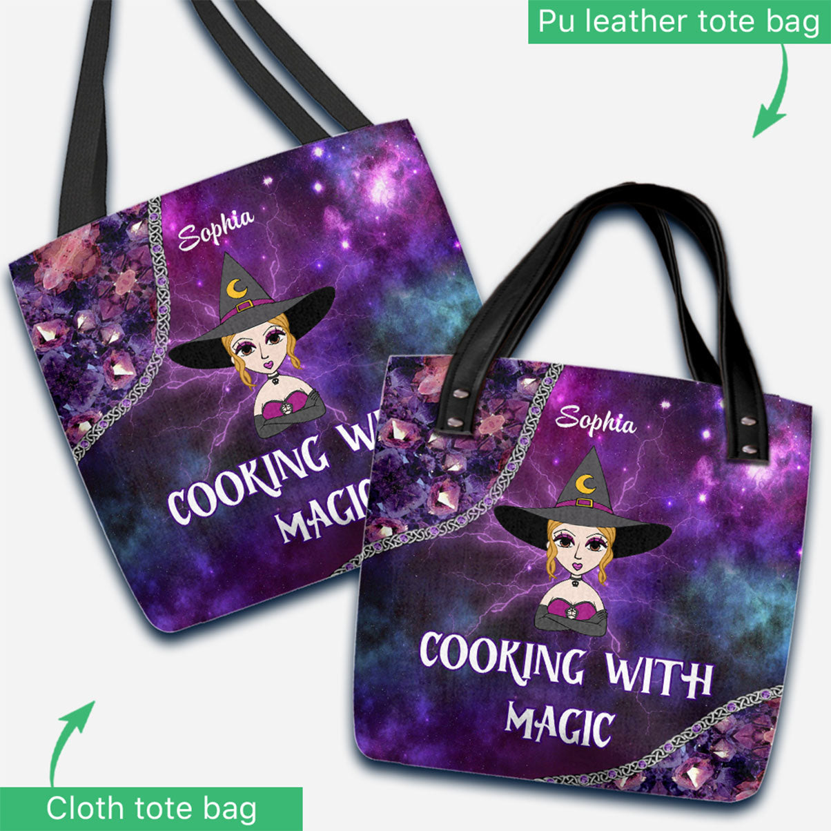 Cooking With Magic - Personalized Witch Tote Bag