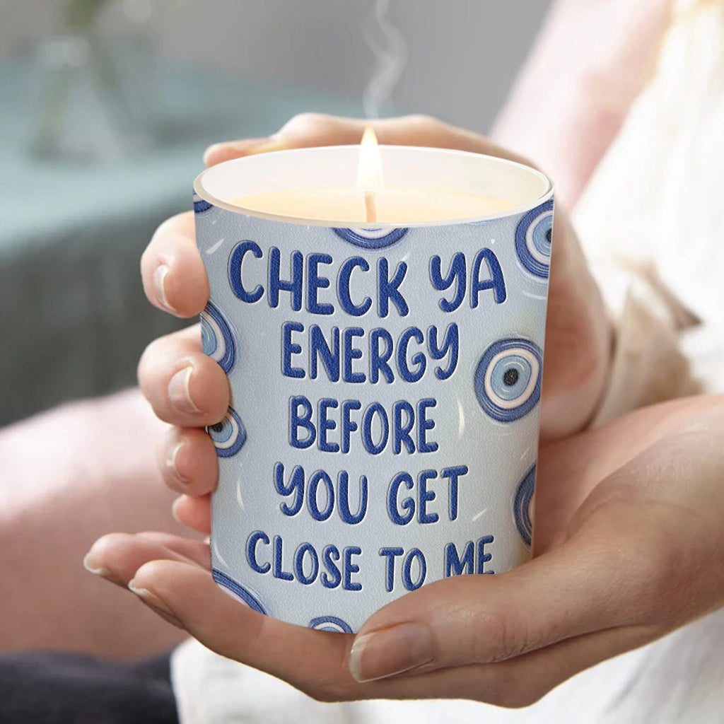 Check Ya Energy - Personalized Witch Candle With Wooden Lid