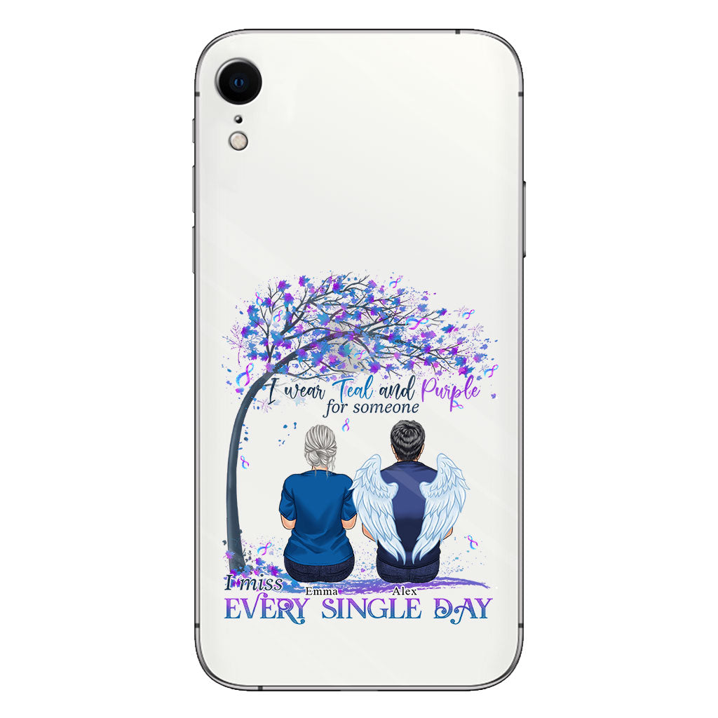 I Wear Teal And Purple - Personalized Suicide Prevention Clear Phone Case