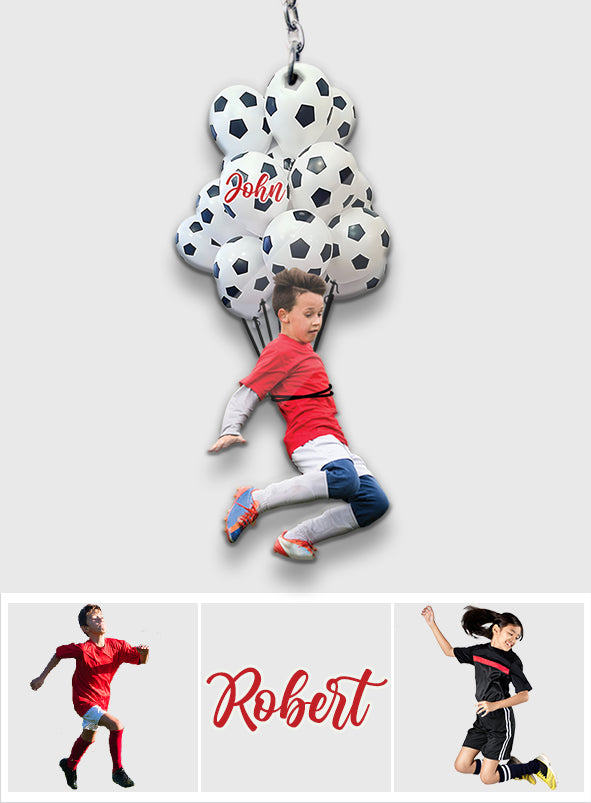 Fröhlicher Fußballspieler – personalisierter Fußball-Schlüsselanhänger