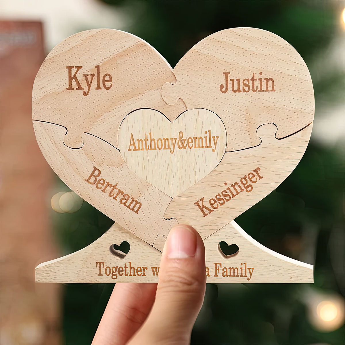 Gemeinsam sind wir eine Familie – Personalisiertes Familien-Holzpuzzle zum Aufstellen