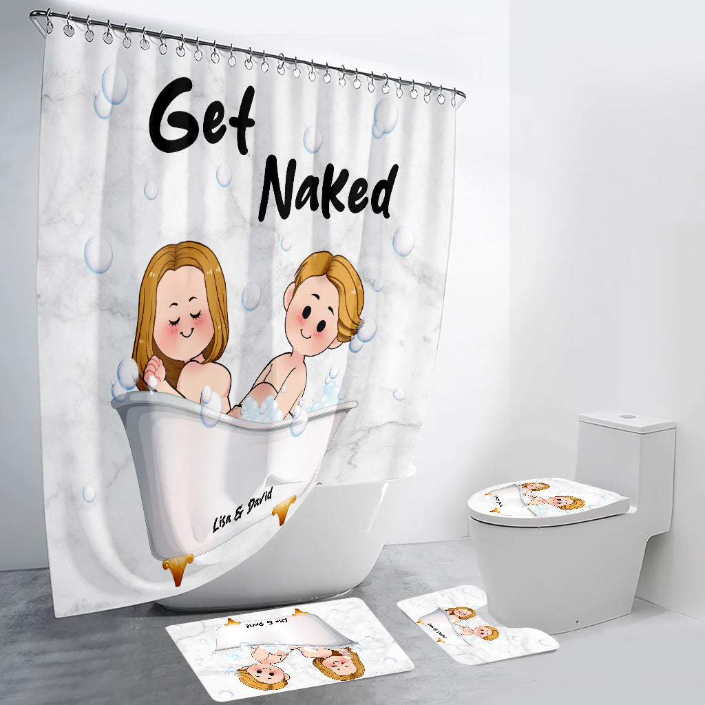 Get Naked - Personalized Couple Bathroom Curtain & Mats Set