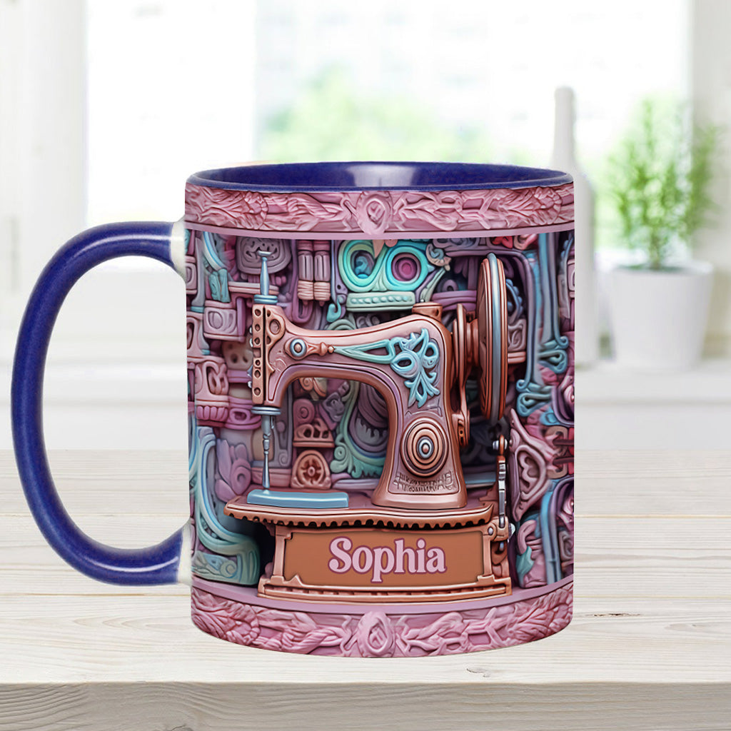 Nähbegeisterung – Personalisierte Tasse mit Nähmotiv