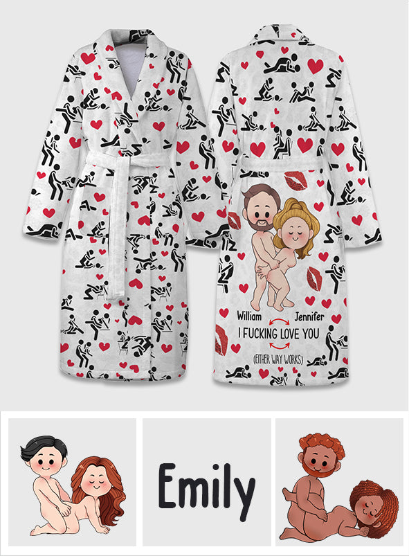 I Love You - Personalized Couple Pajama Kimono Robe