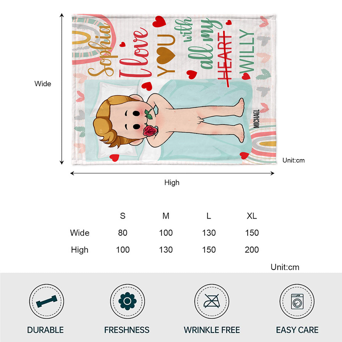 I Love You With All My Willy - Personalized Couple Blanket
