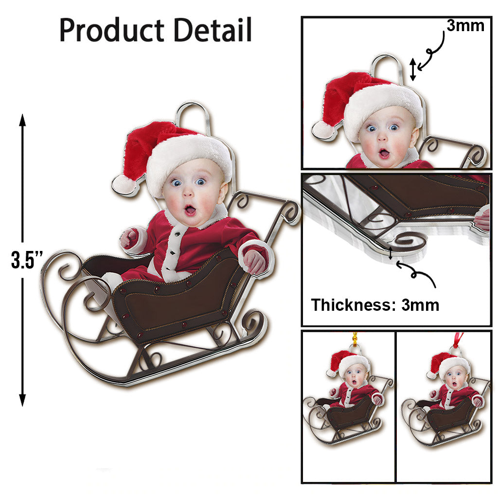 Cute Baby Sled - Personalized Newborn Transparent Ornament