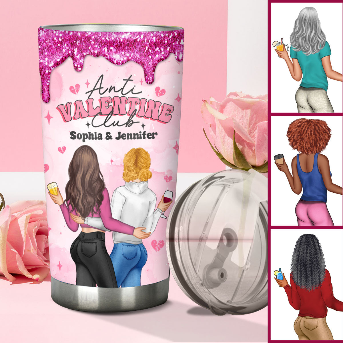Anti-Valentinstag-Club – Personalisierter Bestie-Becher