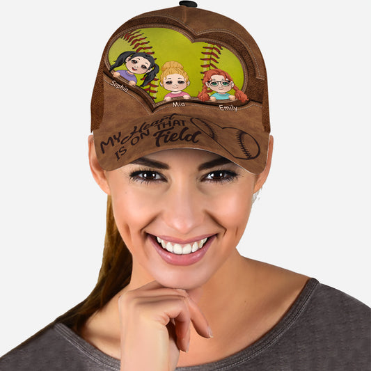 My Heart Is On That Field - Personalized Softball Classic Cap