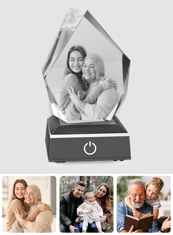 Foto nach Wunsch – Personalisierte Stiefmutter-Lasergravur, 3D-Eisberg-förmige Kristalllampe