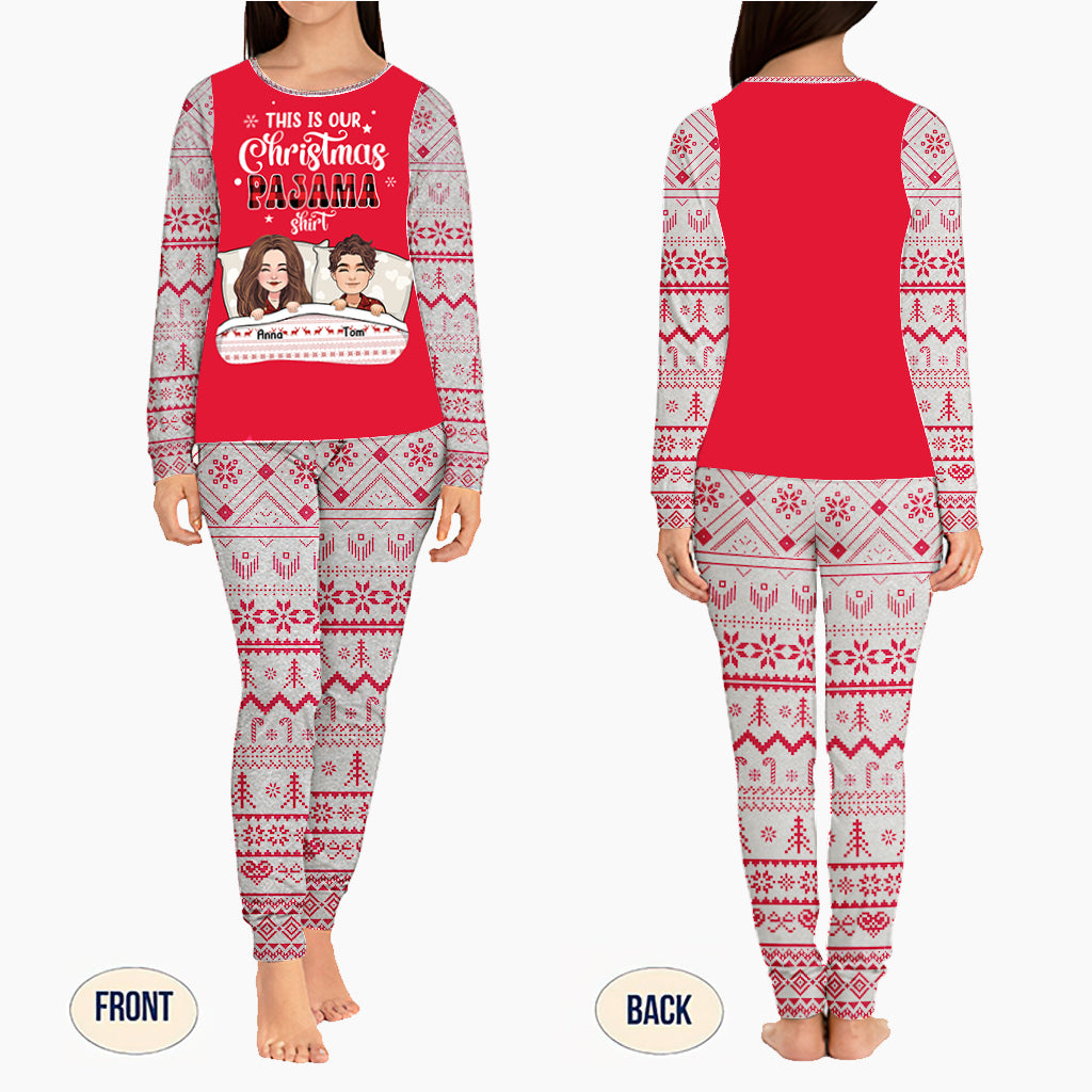 This Is Our Christmas Pajama Shirt - Personalized Couple Pajamas Set