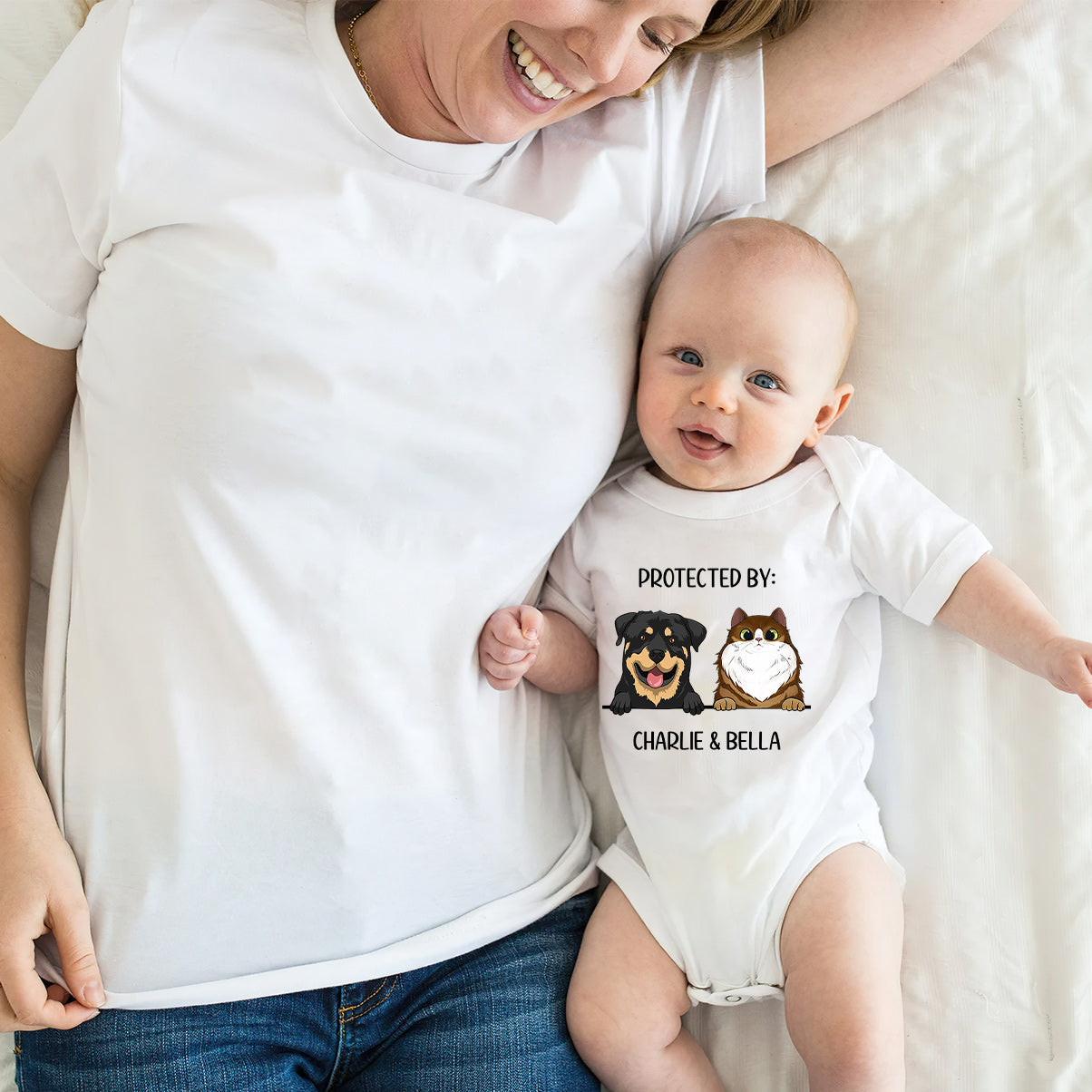 Baby beschützt durch - Personalisierter Hunde-Babybody