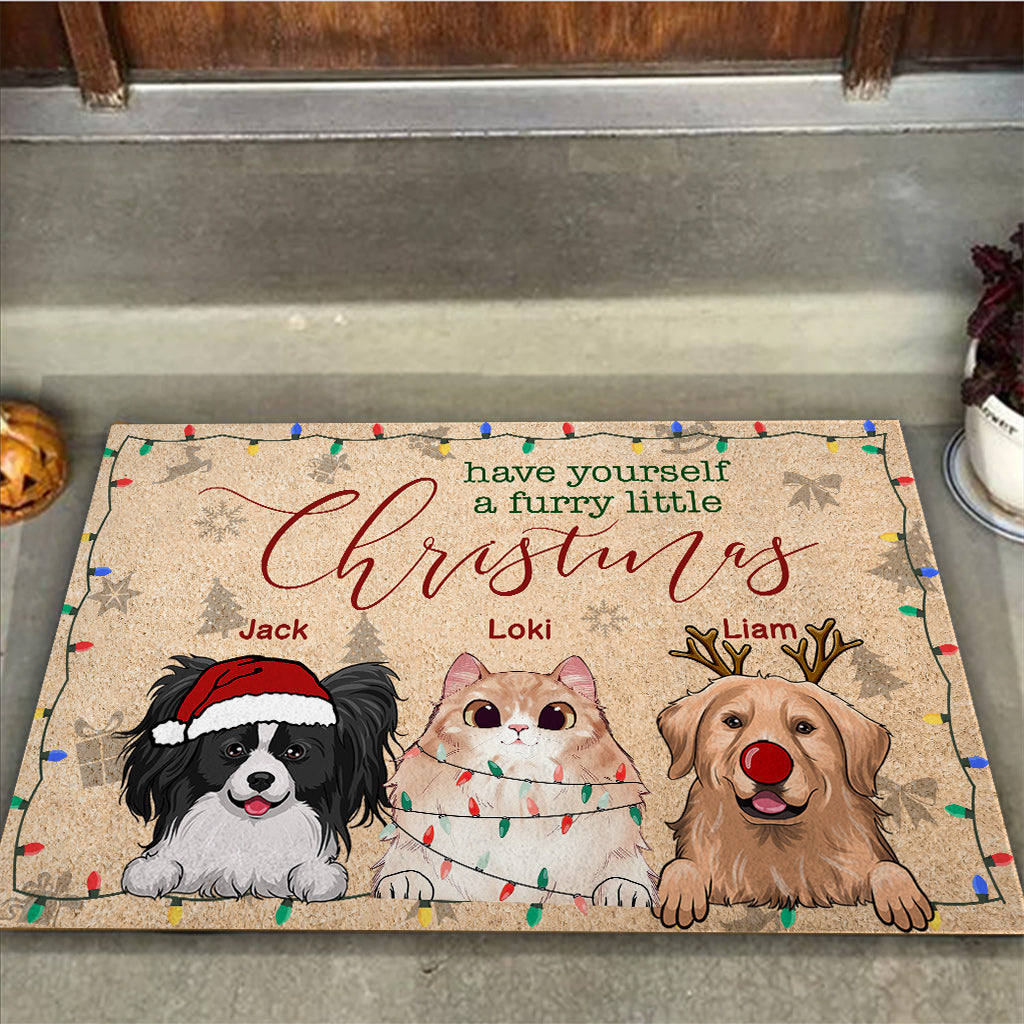 Have Yourself a Furry Little Christmas - Personalized Dog Doormat