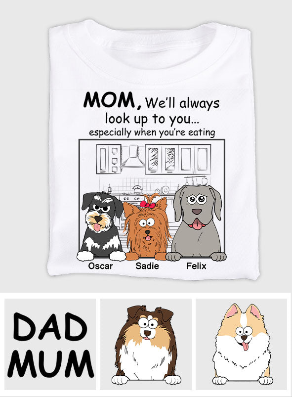 Ich werde immer zu dir aufschauen – personalisiertes Hunde-T-Shirt und Hoodie