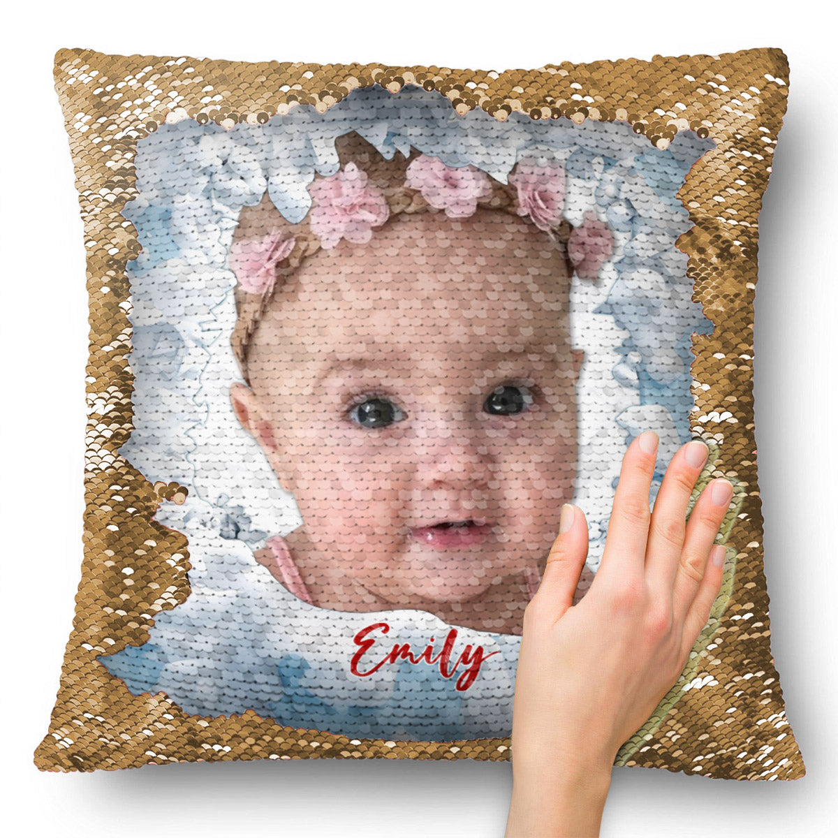 Mes enfants - Housse de coussin à sequins personnalisée pour enfant 