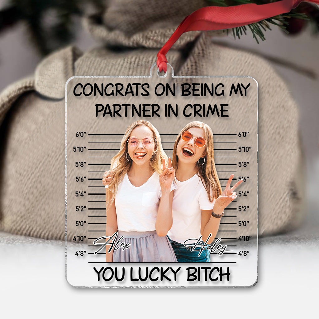 Félicitations pour être ma complice ! - Cadeau pour une amie - Ornement transparent personnalisé