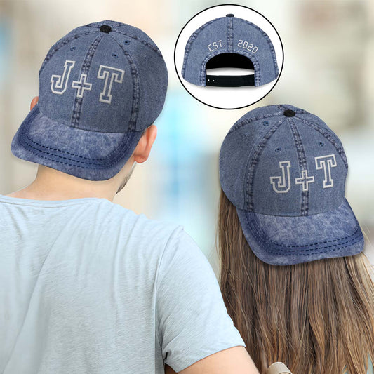 Any Name Any Annivesary Date For Couple - Personalized Couple Classic Cap