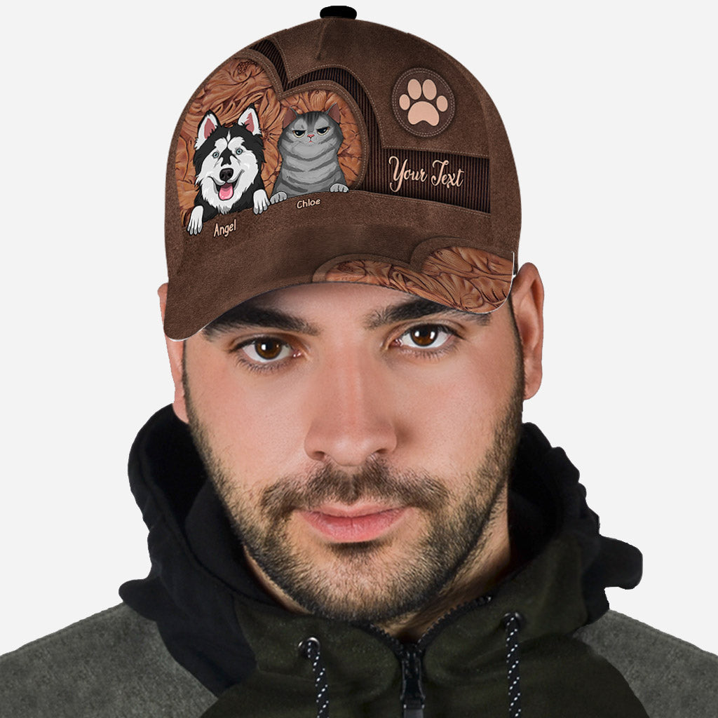 Personalisierte Kappe mit Hunde- und Katzenmotiv – Geschenk für Hunde- und Katzenliebhaber – Klassische, personalisierte Kappe