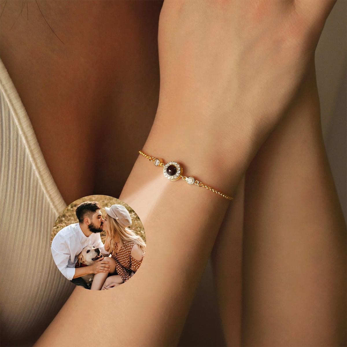 Liebe Familie – Personalisiertes Armband mit Familienprojektion