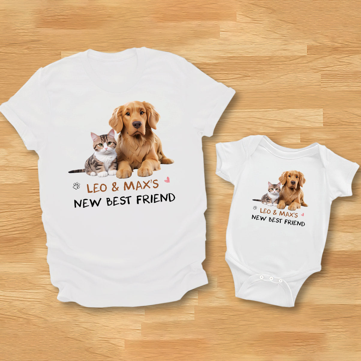 Photo de votre animal de compagnie dessinée personnalisée - Cadeau de naissance - Body bébé personnalisé