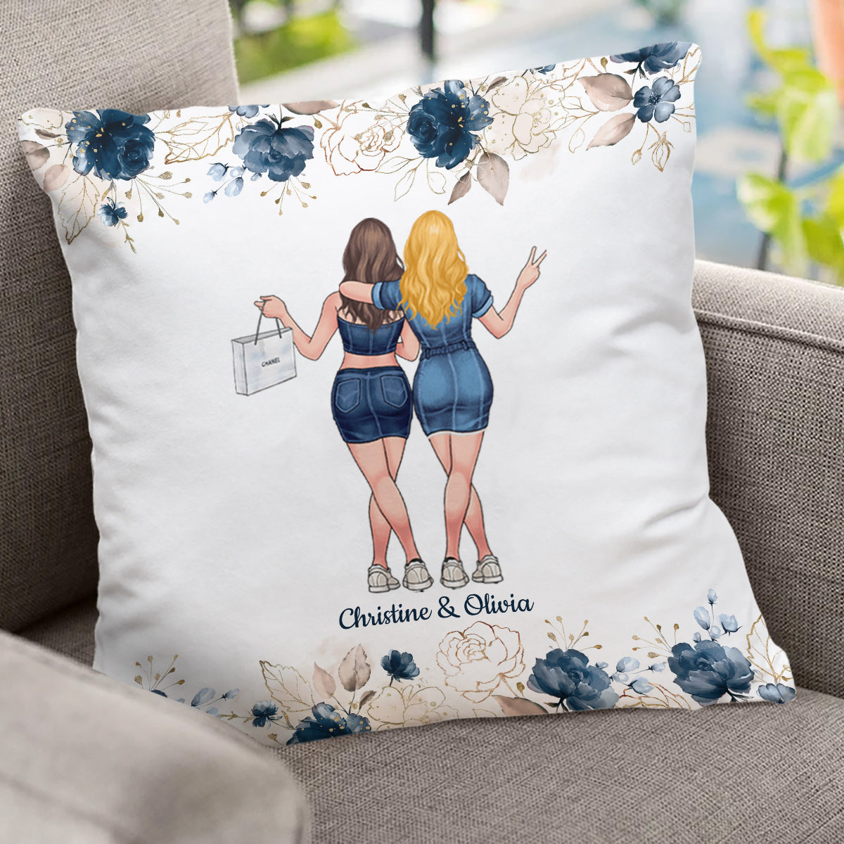 Parler à sa sœur - Coussin décoratif personnalisé pour meilleure amie