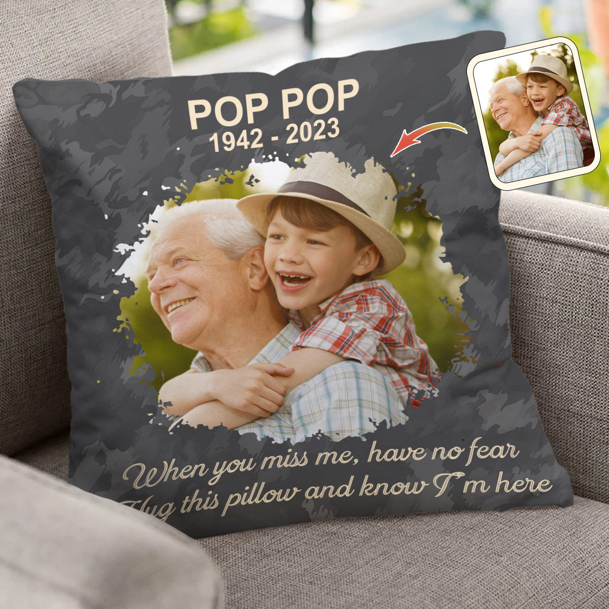Hug This Pillow And Know I'm Here - Personalized Memorial Throw Pillow