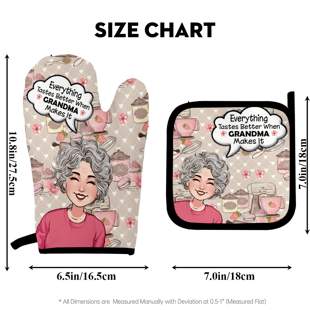 Alles schmeckt besser – Geschenk für Oma – Personalisiertes Topflappen-Set
