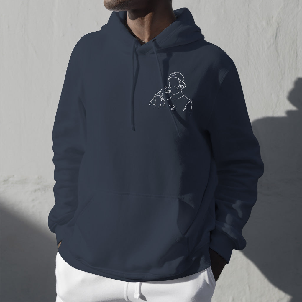 Individuelle Linienzeichnung – Personalisierter bestickter Hoodie für Stiefväter