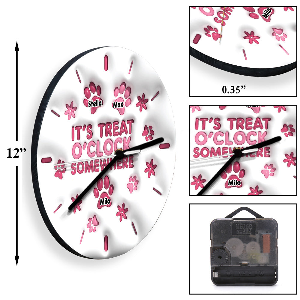 Horloge murale personnalisée pour chien « C'est l'heure des friandises quelque part »