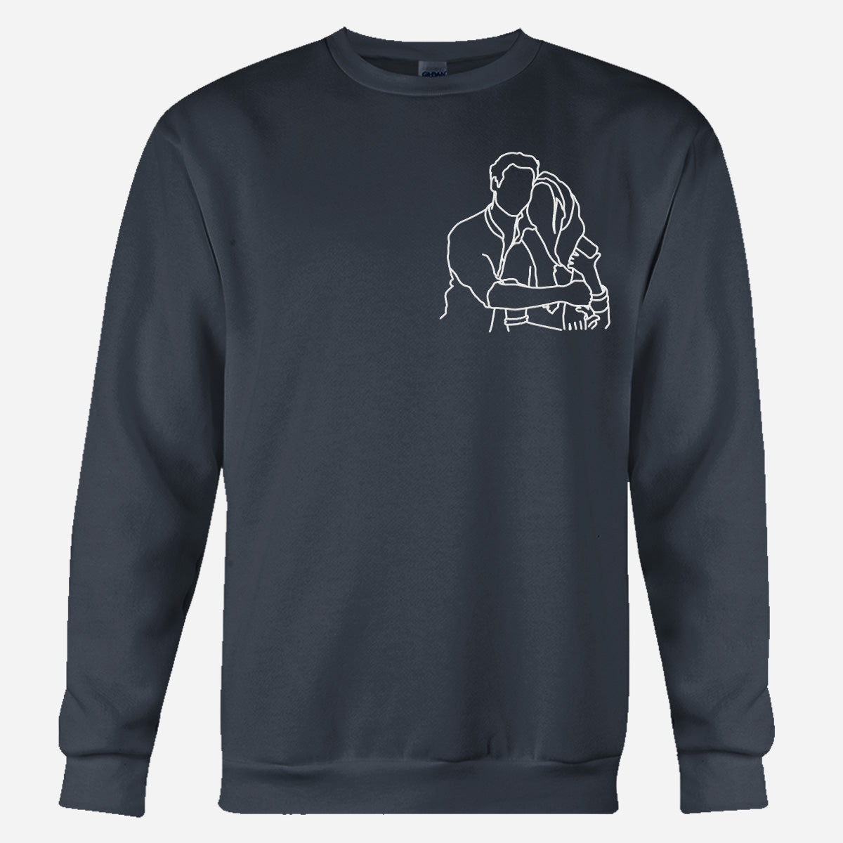 Custom Line Art - Personalized Couple Embroidered Sweater
